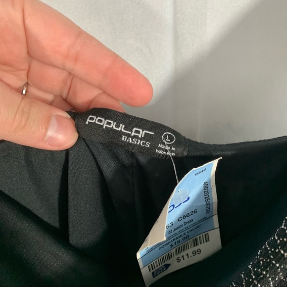 Popular basics  NWT black shimmer dress L - Picture 6 of 10